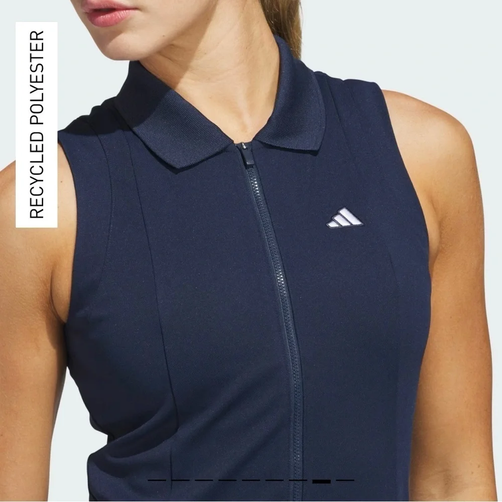 ADIDAS | NWT WOMEN’S GOLF GO-TO TWIST DRESS IN COLLEGIATE NAVY BLUE SMALL